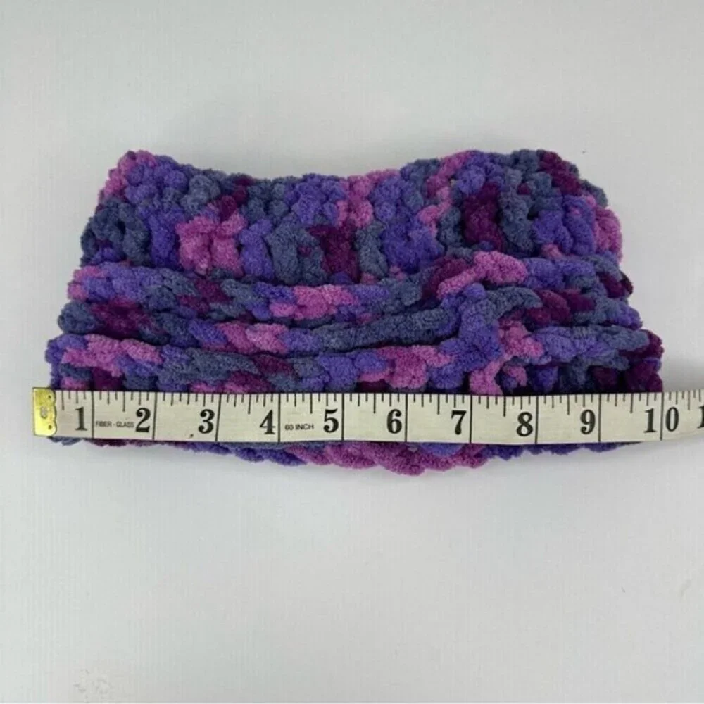 Handmade Purple Variegated Chunky Knit Headband Ear Warmer Soft Chenille NEW - Picture 8 of 8